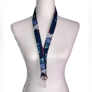 Vera Bradley New Lighten Up Wide Lanyard Floral Bursts ID Holder Key Ring NWT